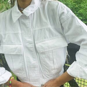 White cropped top shop lightweight Jacket